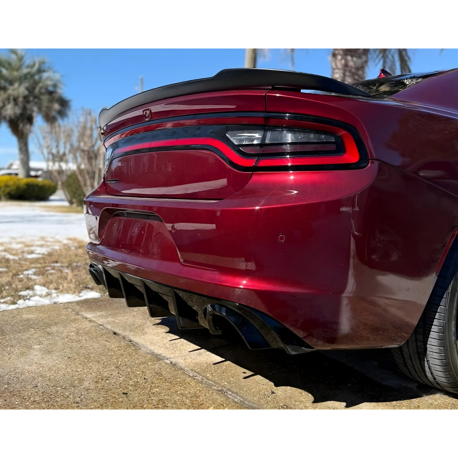 For Dodge Charger R/T SE SXT 2015-2023 Rear Bumper Diffuser Lip Gloss Black ABS