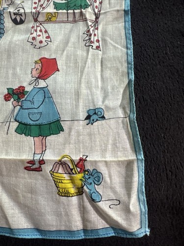 Vintage Little Red Riding Hood Handkerchief 9.5”x9.5” - Picture 6 of 14