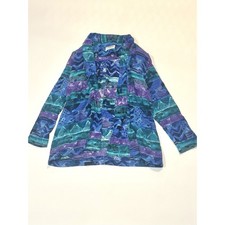 Vintage 90s Alfred Dunner Abstract Print Open Front Jacket Blazer Women Size 8
