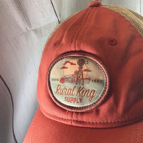 Rural King Supply Coral Orange Trucker Mesh Snapback Hat Cap - Picture 4 of 19