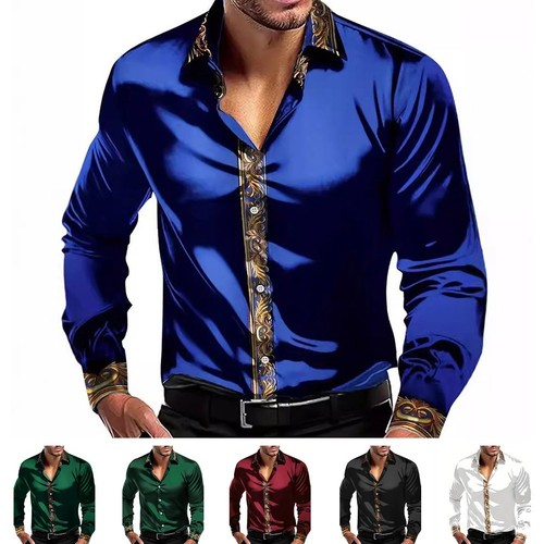 Long Sleeve Shirt Buttoned Turn-down Collar Daily Wear Holiday Party Attire - Picture 3 of 16