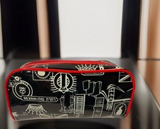 LULU GUINNESS Classic Lips Kiss Black Vinyl Accessory Cosmetic Bag Clutch