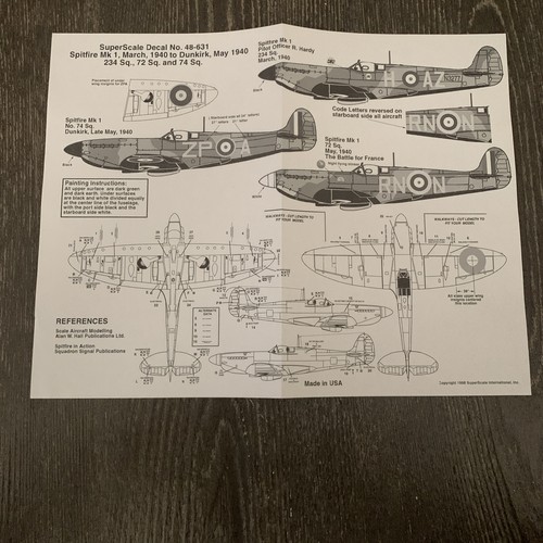 Modellflugzeug Aufkleber Spitfire Mk1 48-631 - Bild 3 von 3