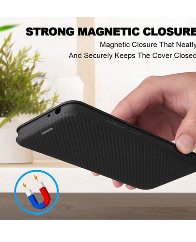 Wallet Case für Doogee X96 Pro Carbon Case mit Kickstandfunktion Carbon Schwarz - Bild 4 von 6