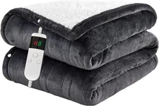 Electric Blanket Heated Throw, Soft Flannel 50"x60" Heating Blanket with 8 Hours
