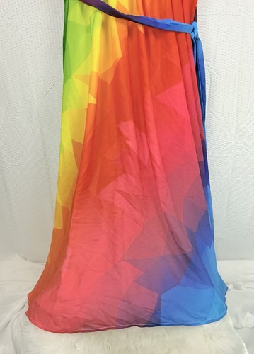 Vestido Ashley Stewart Fluido Transparente Colores Brillantes Cuello en V Sin Mangas/Cinturón Talla 22/24 - Imagen 10 de 14