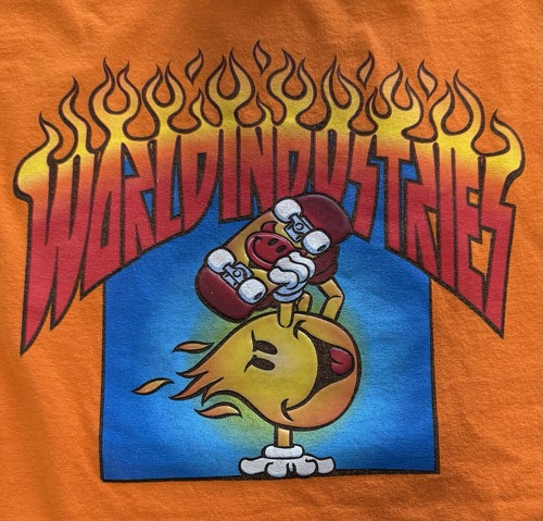 Vintage World Industries T-shirt Youth Size L Flameboy Skateboarding Skate - Picture 3 of 9