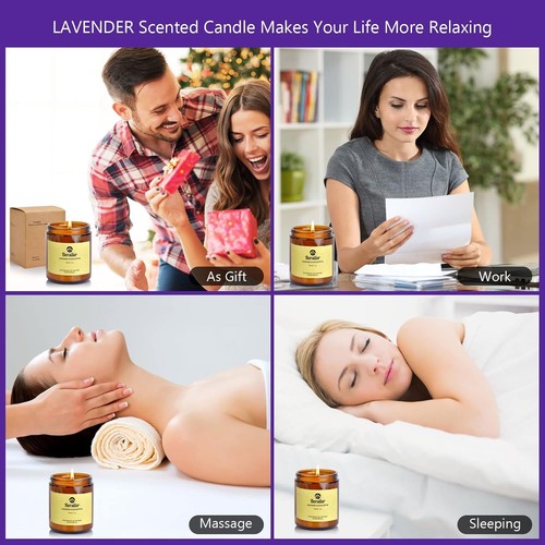 Aromatherapy Candles, Scented 7OZ Lavender Eucalyptus Candles Brown  - Bild 5 von 7