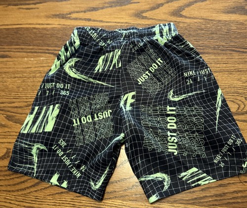 Nike Shorts Little Boys 5 Small Quick Dry Outdoor Green On Black - Picture 3 of 3
