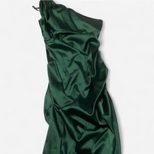 Green Satin One Shoulder Midi Dress Size 6 Only Worn Once