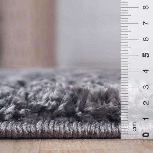 SUPERIOR Berlin Grey 8 ft. x 10 ft. Solid Plush Shag Indoor Area Rug - Picture 5 of 8