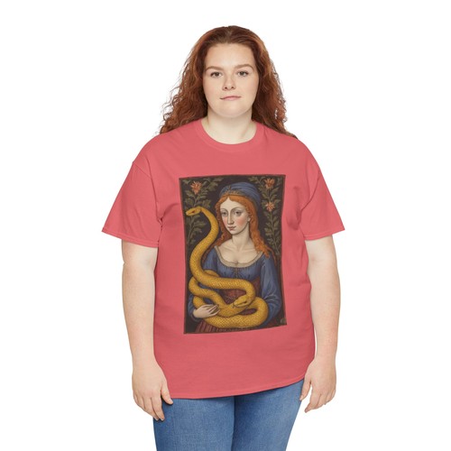 Renaissance Art Tee | Medieval Woman Holding Snake Graphic Shirt - Bild 5 von 41