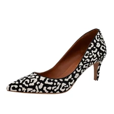 Custom Made Shoes of Prey Black White Leopard Print Pointed Stiletto Heels 9.5