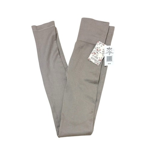 Leggings Rosa Rosa Sin Costuras XS Moca Taupe Tejido Acanalado Cintura Alta Elastizados Nuevos con Etiquetas - Imagen 2 de 7