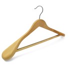 Natural Wood Broad Shoulder Hangers 44.5cm with Non-Slip Trouser Bar lot