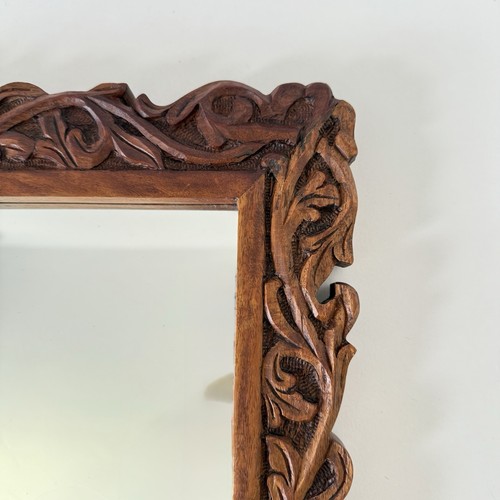 Past Times Indian Ornate Carved Wooden Wall Mirror Hand Made Rectangular Brown - Picture 6 of 15