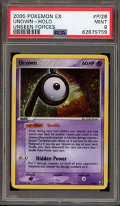 Pokemon Unown EX Unseen Forces Holo Rare #P/28 PSA 9 Mint