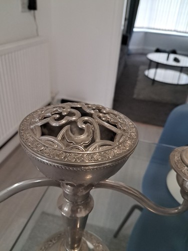 Grenadier Silver Plated Candelabra Rose Bowl Vase 2 Arms - Picture 3 of 11