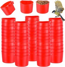 60 Pieces Cage Cups Birds Hanging Feeders Seed Bowl 8 oz Plastic Chicken Feeder