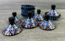 Set Of 6 Mini Tagine Moroccan Spice Holder Terracotta Pottery Ceramic Colorful