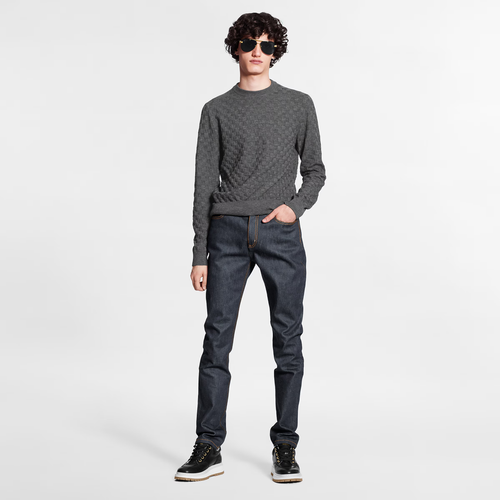 Men's LOUIS VUITTON Size XS Damier Signature Gray Wool Crewneck Sweater - Picture 18 of 18