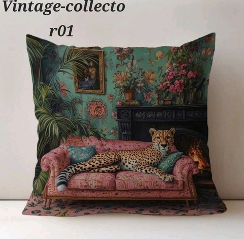 Regal Leopard on Pink Couch Floral CUSHION COVER 45 X 45 Room Decor Conservatory - Picture 5 of 5