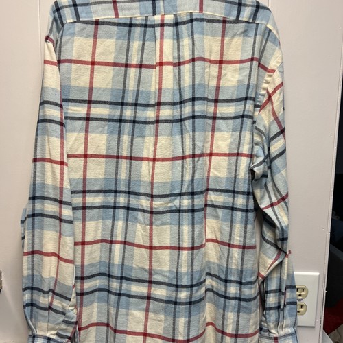 Ralph Lauren Men's Blair 100% Cotton White/ Blue/ Red Plaid Flannel Shirt L - Picture 5 of 9