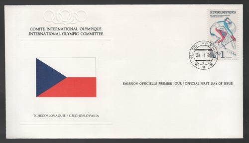 1980 Tschechoslawakei Olympisches Komitee FDC Ersttagsbrief Skifahren