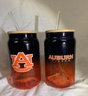 2024 Auburn Tigers 2 16oz ombré glass set with bamboo lid and straw
