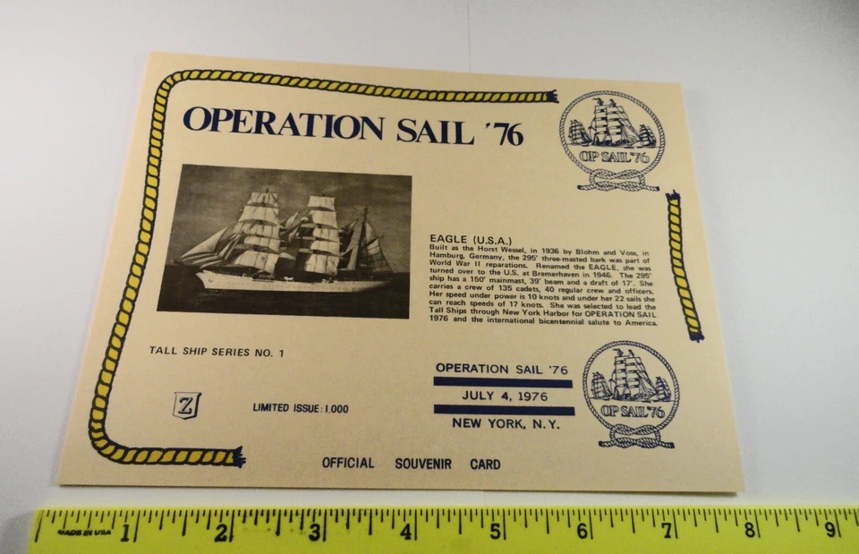 1976 TALL SHIPS ASDA Show Card Set: 1,000 Made - 16 Different OP SAIL '76 Cards - Image 3 of 4