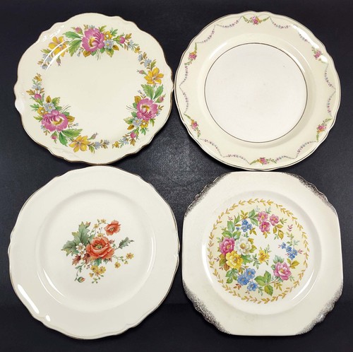 Decorative Mismatched Plate Collage Vintage Cottage Shabby Gallery Wall Set of 4 - Picture 2 of 15