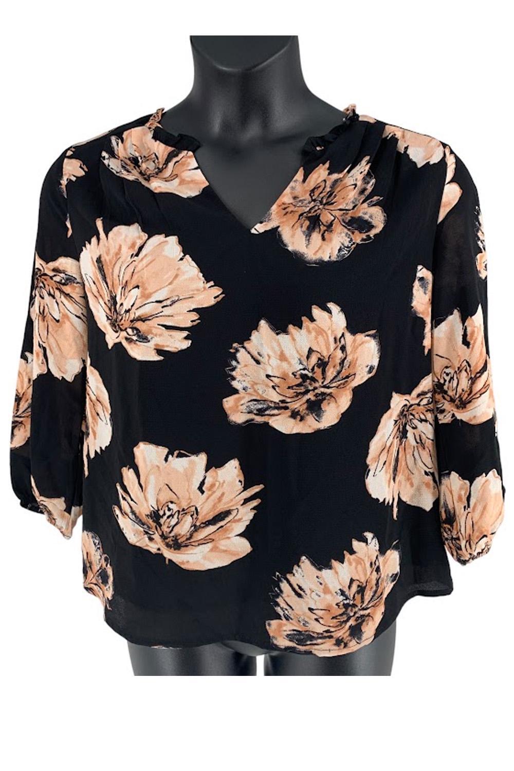 Плиссированный топ Gibson Look с оборками на шее Черный