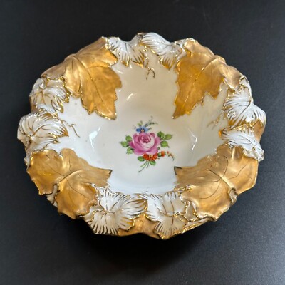 Vintage Handmalerei German Trinket Dish with Floral Design
