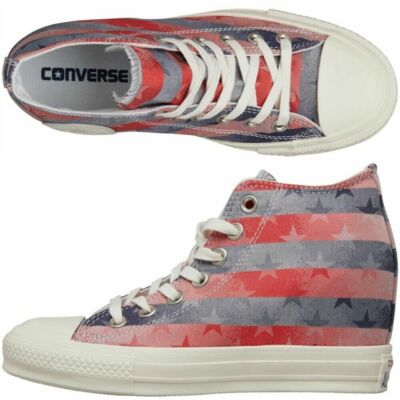 Converse Women's Chuck Taylor All Star Lux Mid WEDGE HEEL Red/Wht/Blue Trainers | eBay