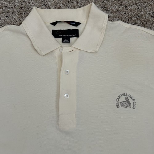 Greg Norman Shark Golf Polo Shirt Mens Large White Short Sleeve 100% Cotton - Afbeelding 2 van 6