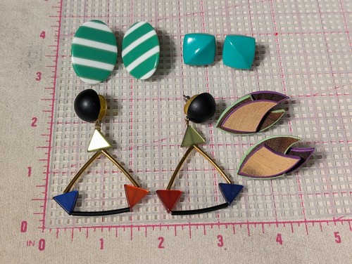 Vintage 80er Mam' Designs Berebi Margaret Astor Emaille Pailletten Kunststoff Ohrringe - Bild 43 von 59