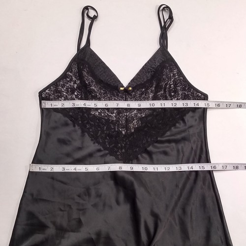 Vintage Val Mode Black Lingerie Slip Nightgown Lace Size Medium Straps - Picture 17 of 18