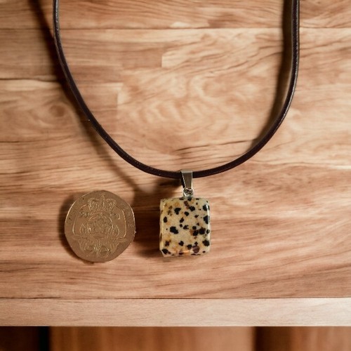 Mens ladies real Leather Natural Gemstone pendant necklace surfer boho UK - Picture 56 of 146