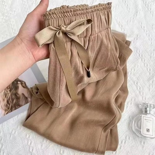 Essigsäure Eis Seide weites Bein Hose 2025 neu Sommer dünn Satin Freizeithose Damen - Bild 24 von 28