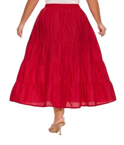 Beautybatik Women Cotton BOHO Gypsy Long Maxi Tier Plus Size Flare Skirt - Picture 32 of 33