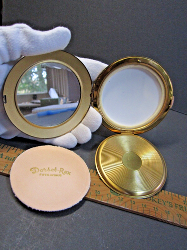 DORSET Fifth Avenue Purse Compacts Mirror Powder gold silver 2 tone VINTAGE - Picture 6 of 10