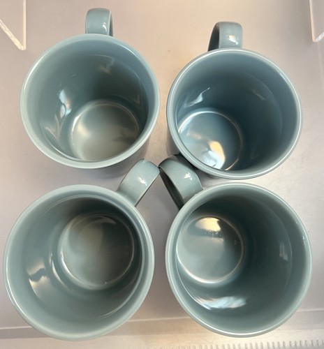 Vintage SET of 4 Corning Ware Coffee Tea Mugs Cups Solid Light Blue - Picture 9 of 20