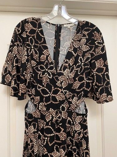 NWT Z SUPPLY Black Batik Iris Midi Dress Side Cut-Outs V-Neck SS Sz M - Picture 7 of 10