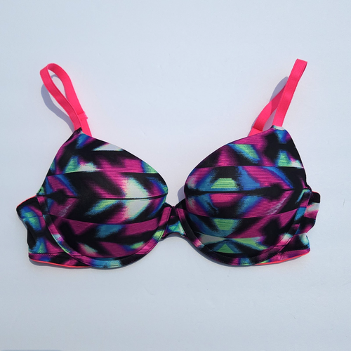 Pink By Victoria’s Secret Wear Everywhere Push-Up Bra 36C Neon Geo Retro Y2K - Picture 8 of 8