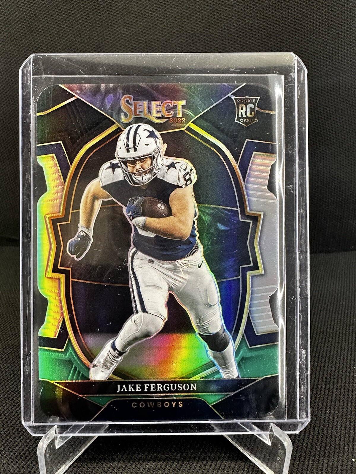 2022 Select Concourse Black and Green Prizm Die-Cut Jake Ferguson #87 Rookie RC