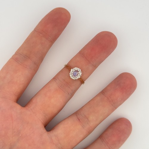 9ct Yellow Gold Moonstone & Diamond Cluster Ring Size P Hallmarked - Picture 7 of 9