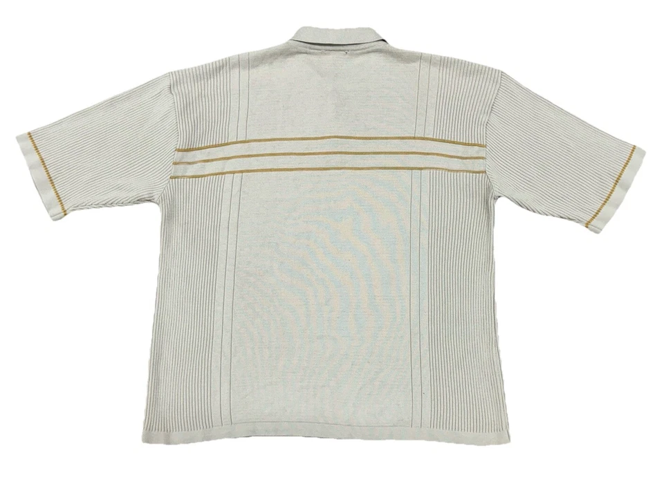 Camisa Polo Enyce Para Hombres XL Beige Manga Corta 1/4 Cremallera Acanalada Rayas Hip Hop Patín Foto 2 de 4