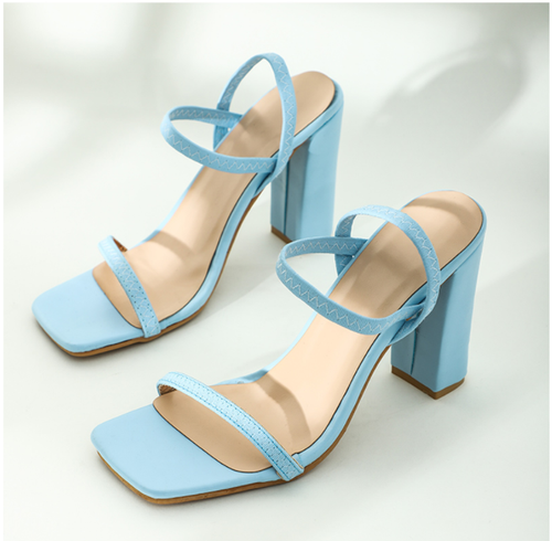 Womens Ankle Strap Open Toe High Chunky Block Heel Sandals Wedding Dress Shoes - Picture 11 of 16