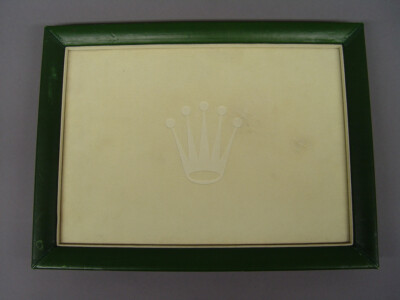 139024: Rolex Tablett, Tray Display Roldeco, Vintage, Original, Leder grün/creme