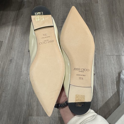 Jimmy Choo Bing Crystal Strap Patent Leather in Linen Mule Flats Women Size 5.5 - Bild 12 von 13